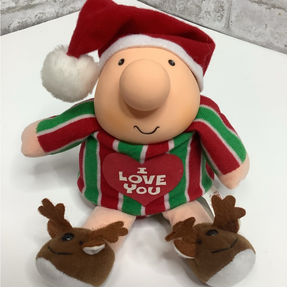 Vintage Ziggy American Greetings Plush Santa Hat Reindeer Slippers Pajama 1991